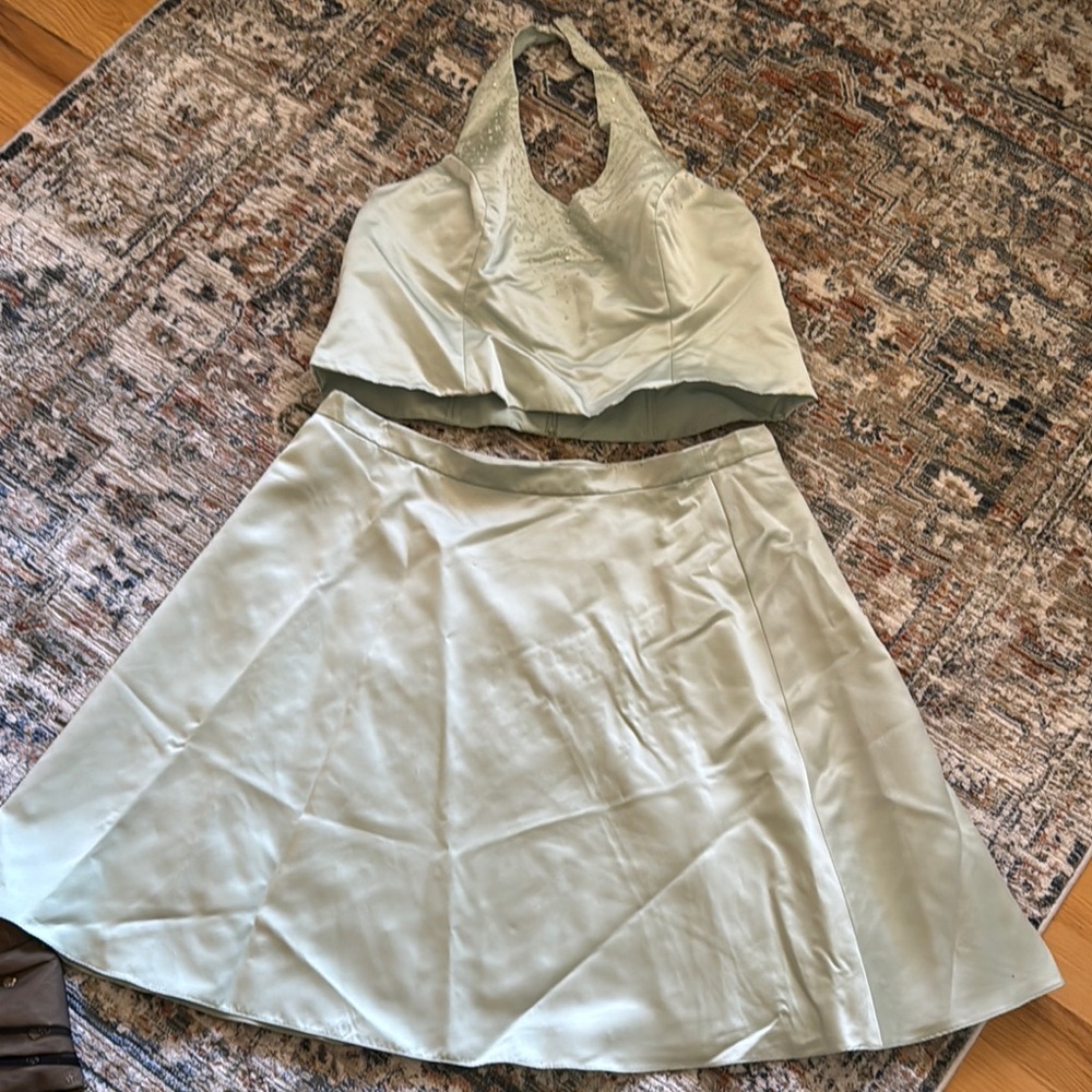 Elegant Mint Green 2 pc halter and skirt